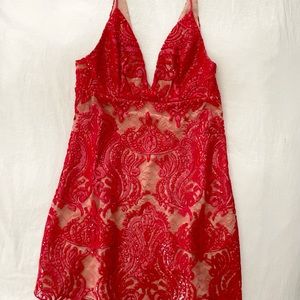NWT Red lace Free People mini dress